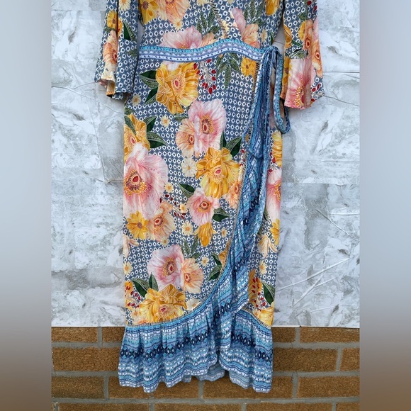 Farm Rio for Anthropologie Camila Wrap Maxi Dress size small - Picture 6 of 9